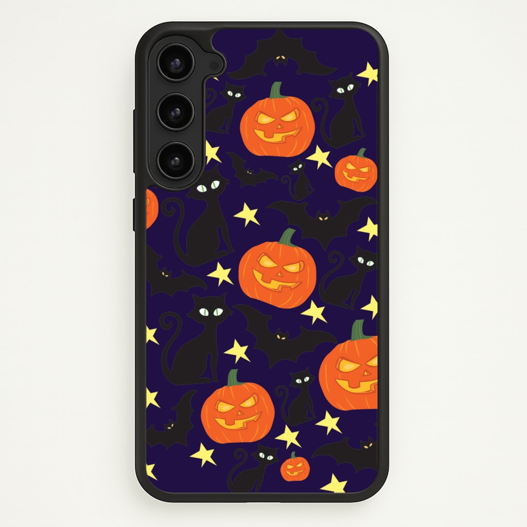 Pumpkin And Cats - Halloween - Halloween Phone Case for Galaxy S23 Plus