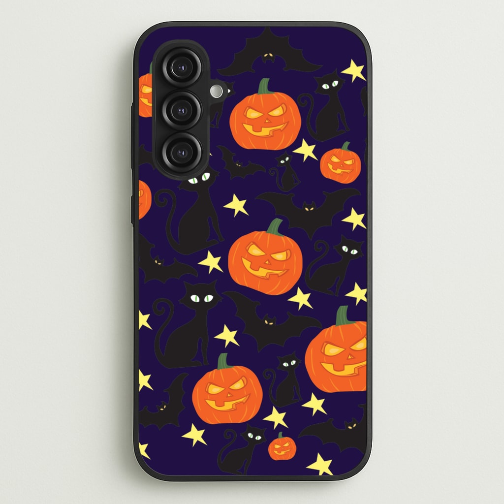 Pumpkin And Cats - Halloween - Halloween Phone Case for Galaxy S23FE