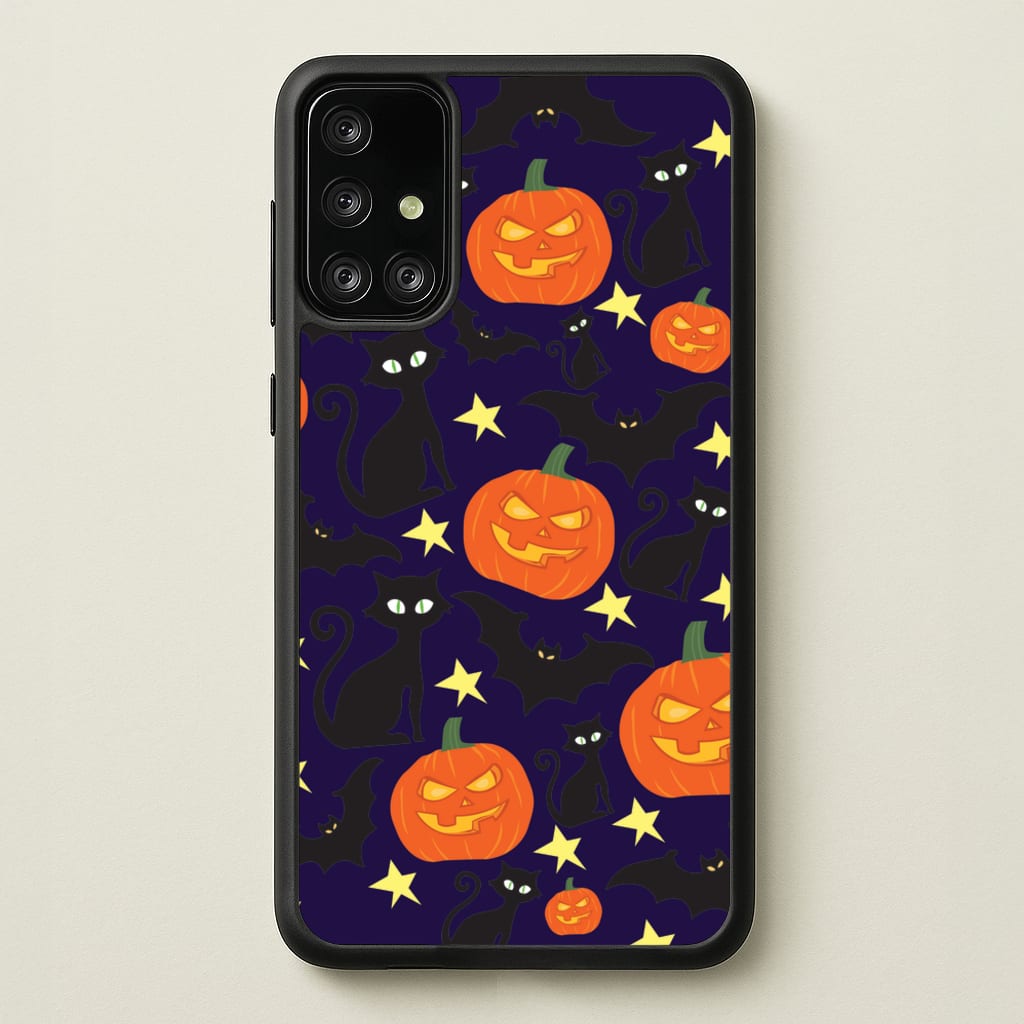 Pumpkin And Cats - Halloween - Halloween Phone Case for Galaxy A71