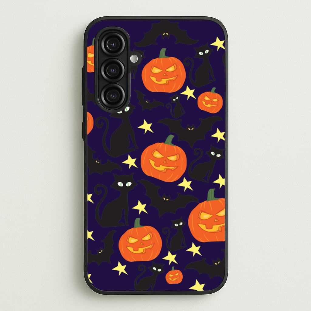 Pumpkin And Cats - Halloween - Halloween Phone Case for Galaxy A16
