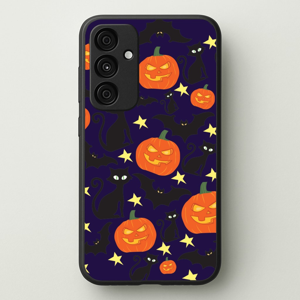 Pumpkin And Cats - Halloween - Halloween Phone Case for Galaxy A35