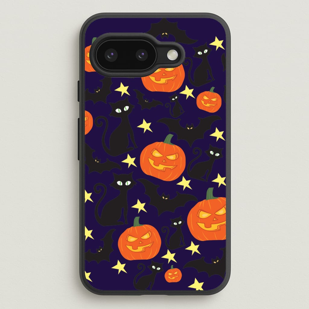 Pumpkin And Cats - Halloween - Halloween Phone Case for Google Pixel 9a