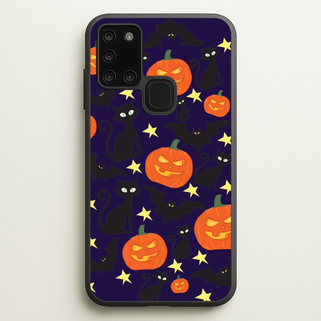 Pumpkin And Cats - Halloween - Halloween Phone Case for Galaxy A21s