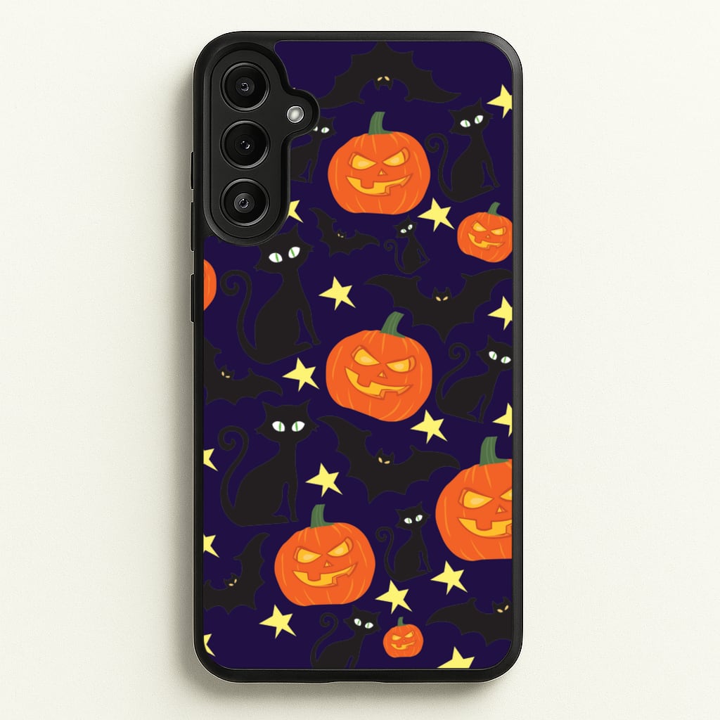 Pumpkin And Cats - Halloween - Halloween Phone Case for Galaxy A34