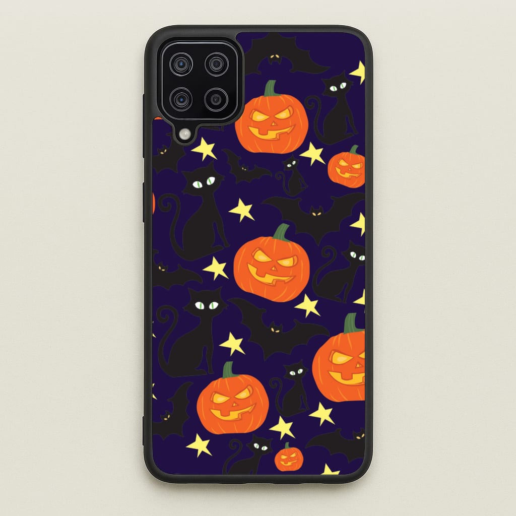 Pumpkin And Cats - Halloween - Halloween Phone Case for Galaxy A12