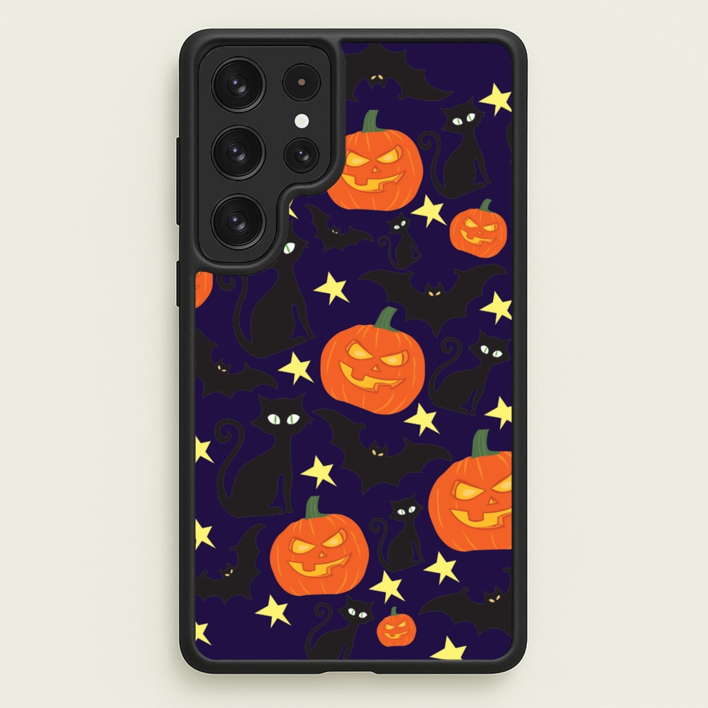 Pumpkin And Cats - Halloween - Halloween Phone Case for Galaxy S23 Ultra