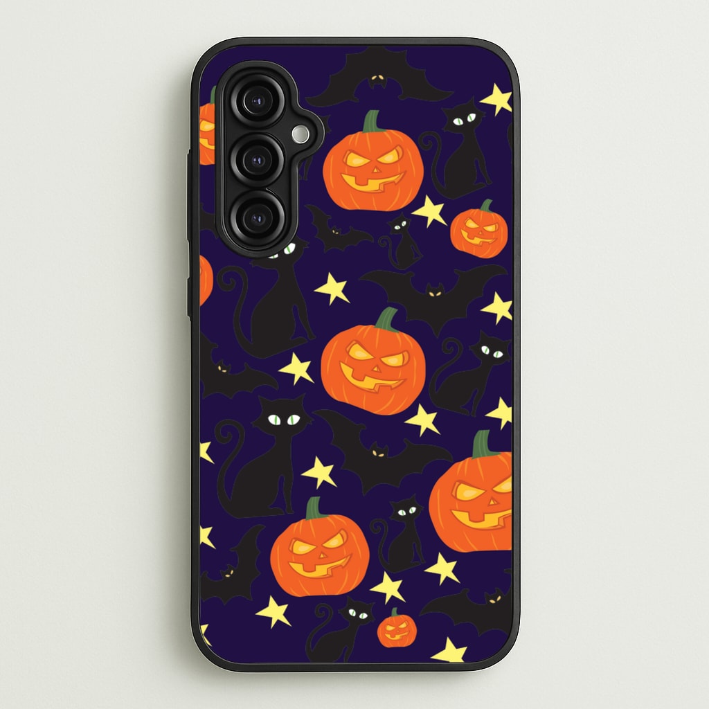 Pumpkin And Cats - Halloween - Halloween Phone Case for Galaxy A14