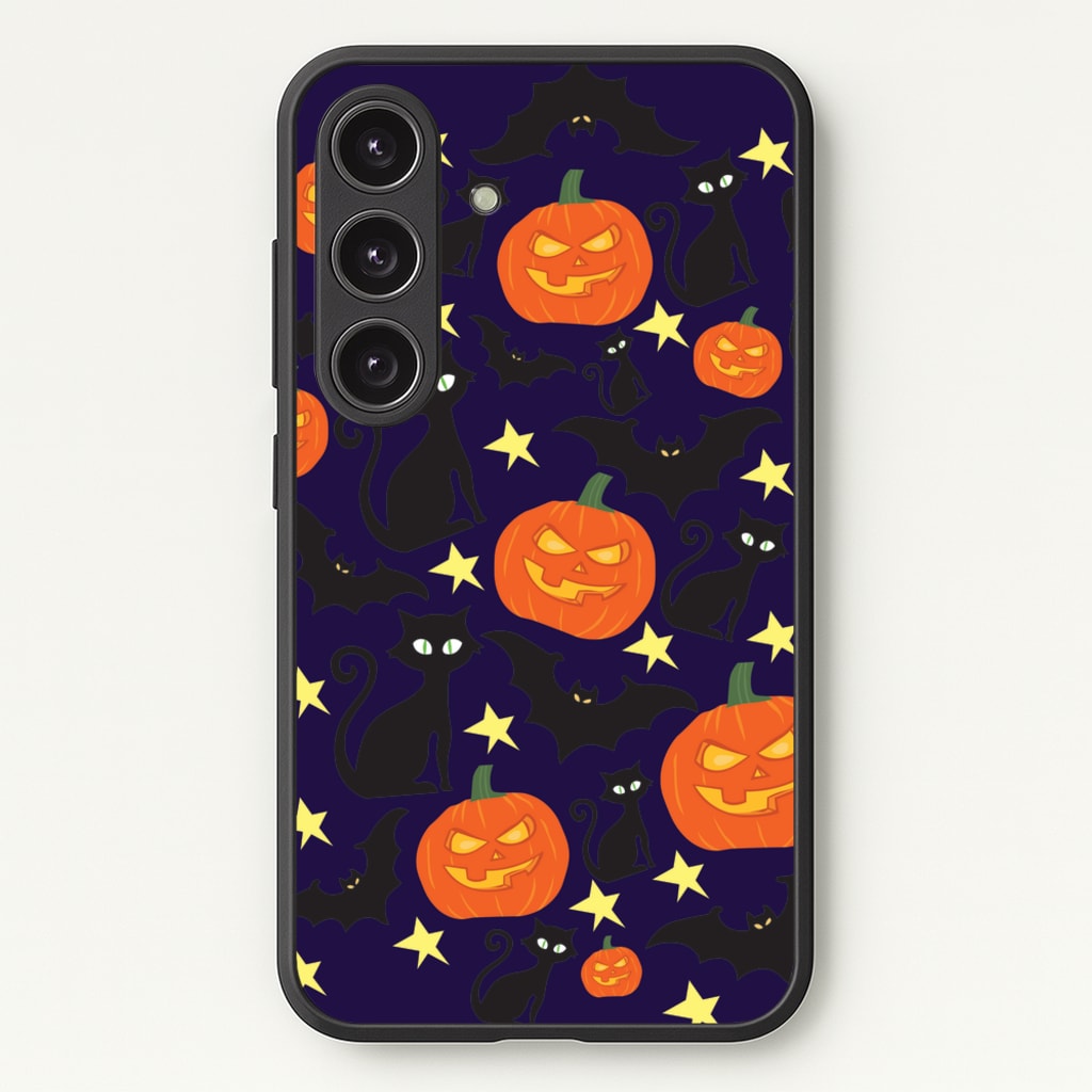 Pumpkin And Cats - Halloween - Halloween Phone Case for Galaxy S25