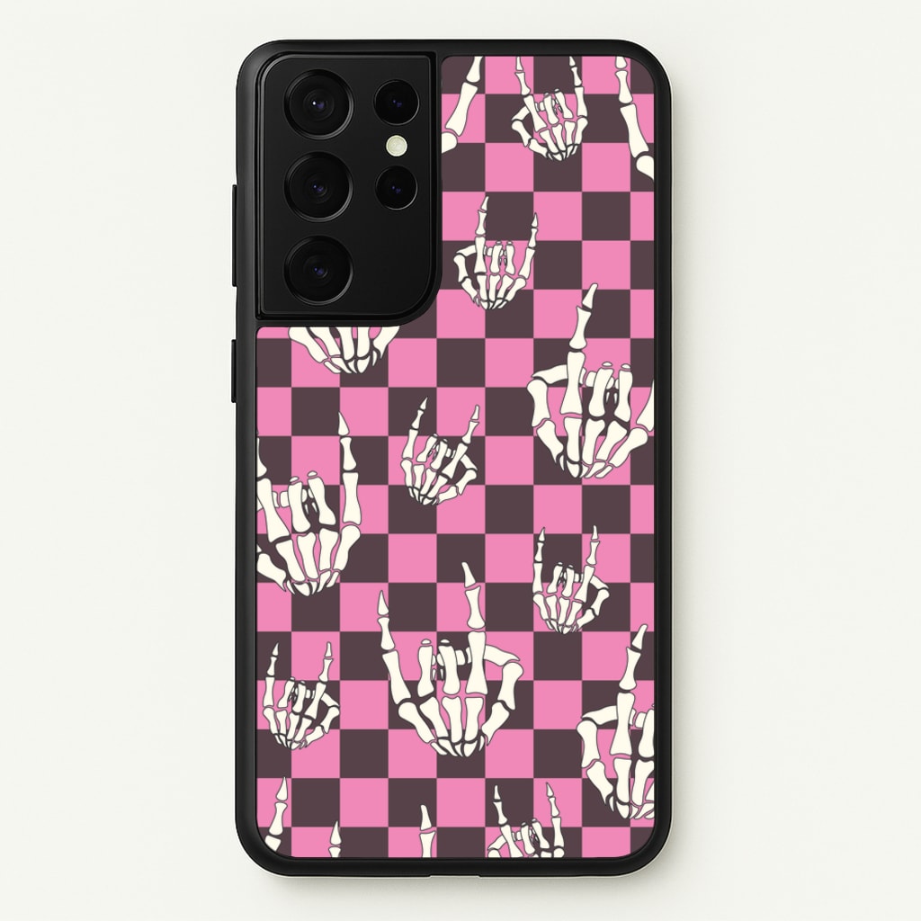 Rock On Skeleton - Halloween Phone Case for Galaxy S21 Ultra