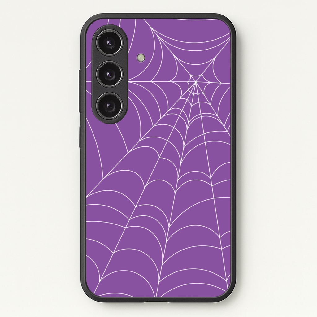 Purple Cobweb Pattern - Halloween Phone Case for Galaxy S25 Plus