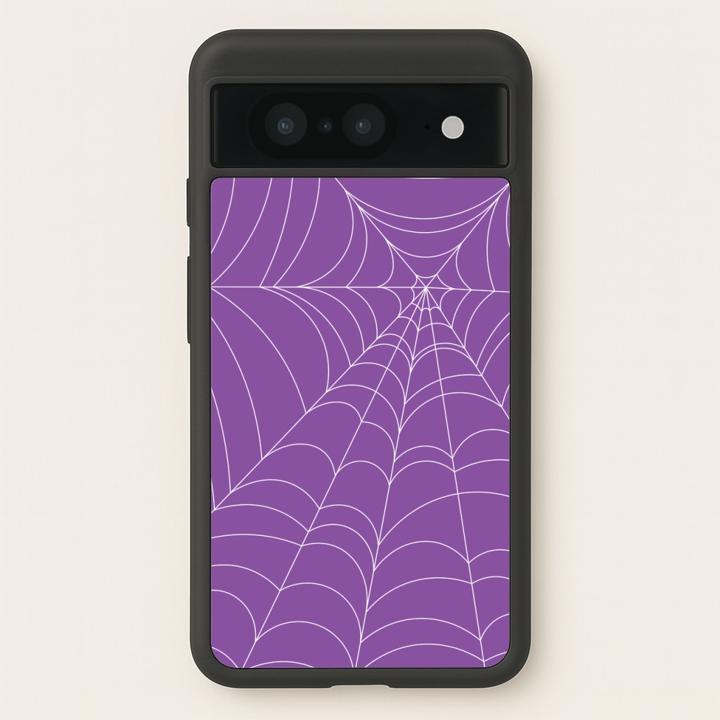 Purple Cobweb Pattern - Halloween Phone Case for Google Pixel 8