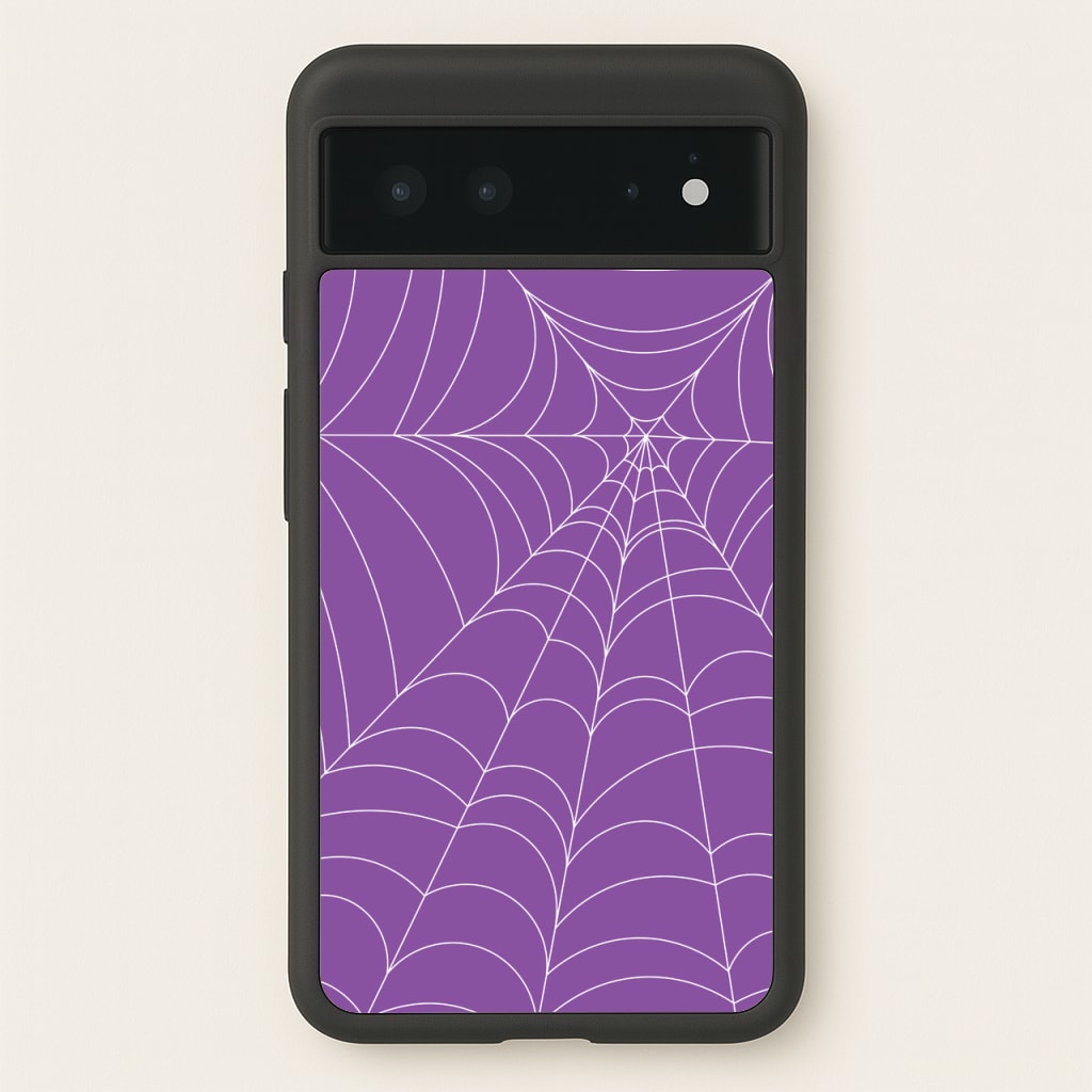 Purple Cobweb Pattern - Halloween Phone Case for Google Pixel 6