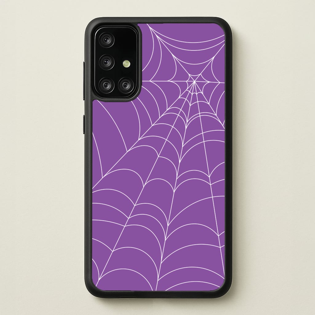Purple Cobweb Pattern - Halloween Phone Case for Galaxy A71