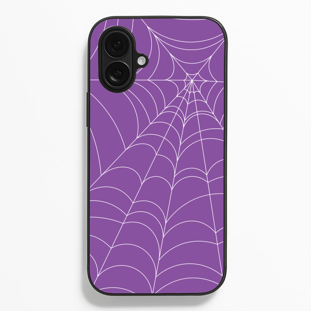 Purple Cobweb Pattern - Halloween Phone Case for iPhone 16 Plus