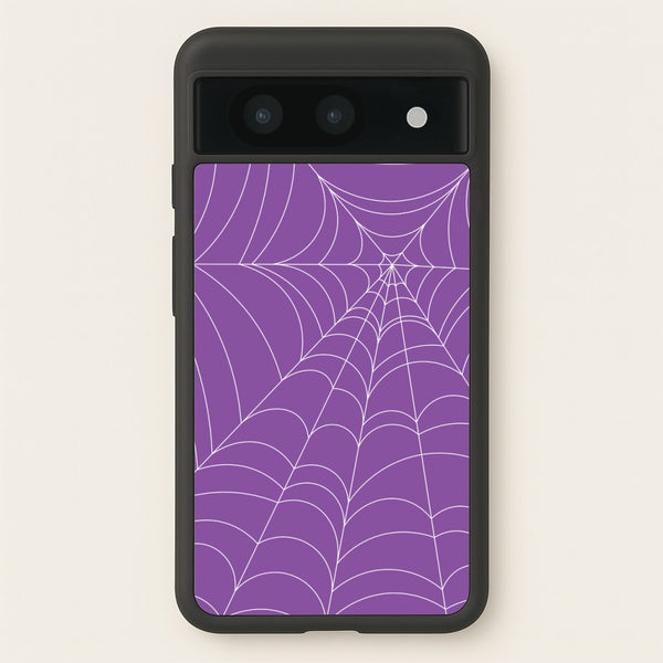 Purple Cobweb Pattern - Halloween Phone Case for Google Pixel 8a