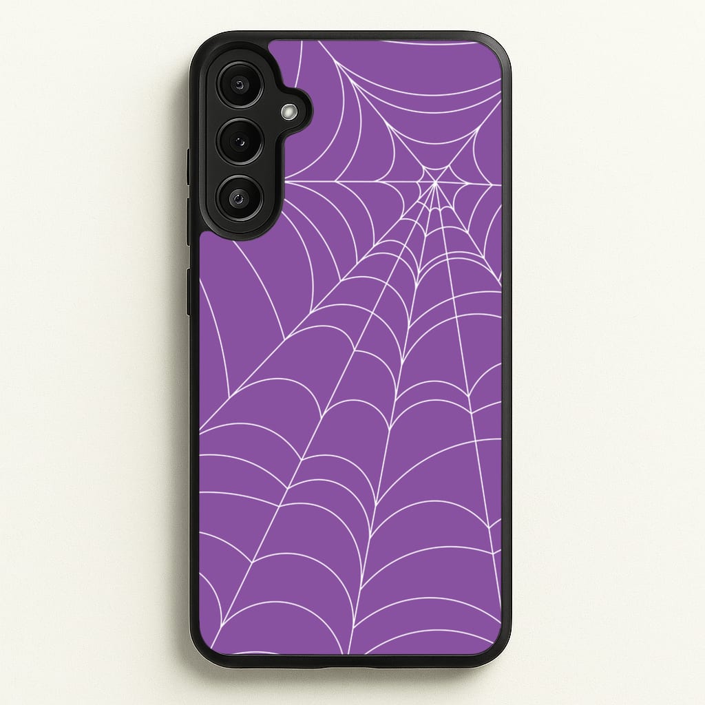 Purple Cobweb Pattern - Halloween Phone Case for Galaxy A36