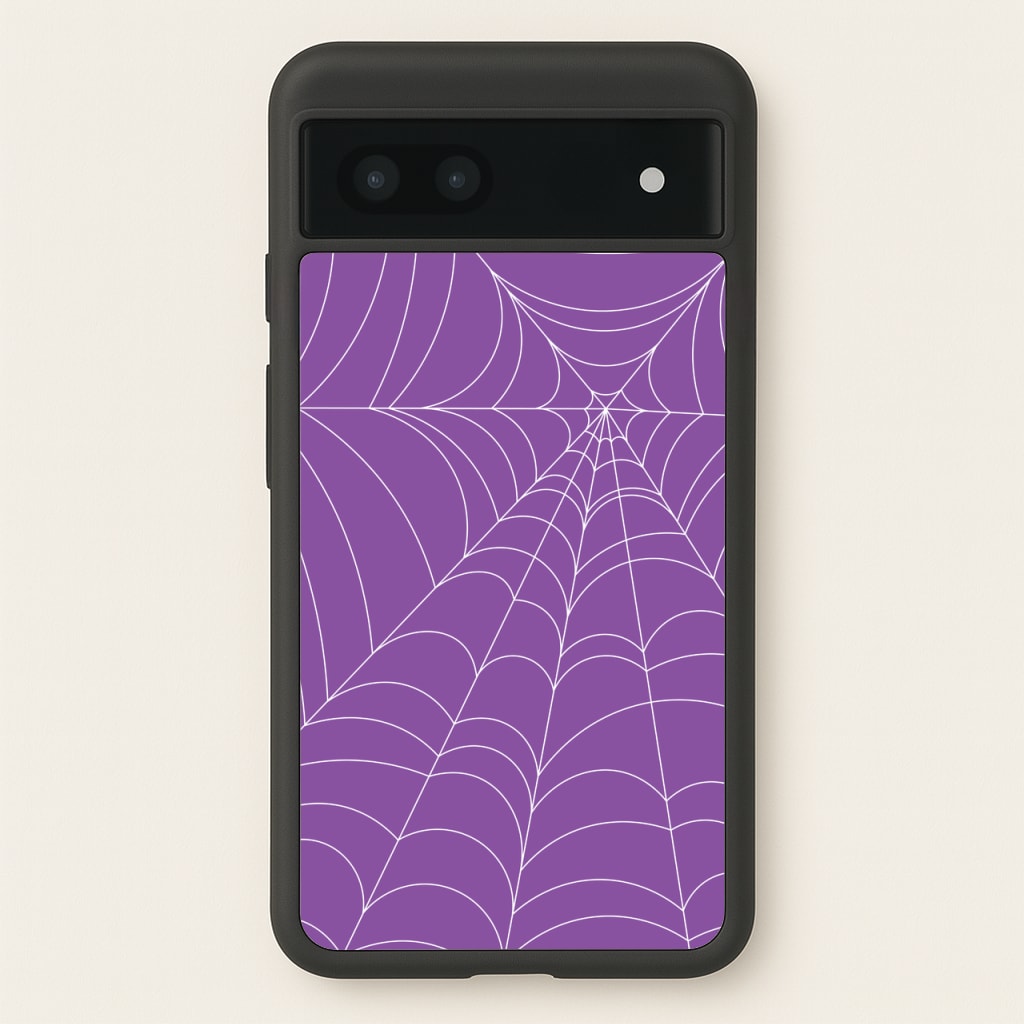 Purple Cobweb Pattern - Halloween Phone Case for Google Pixel 7a