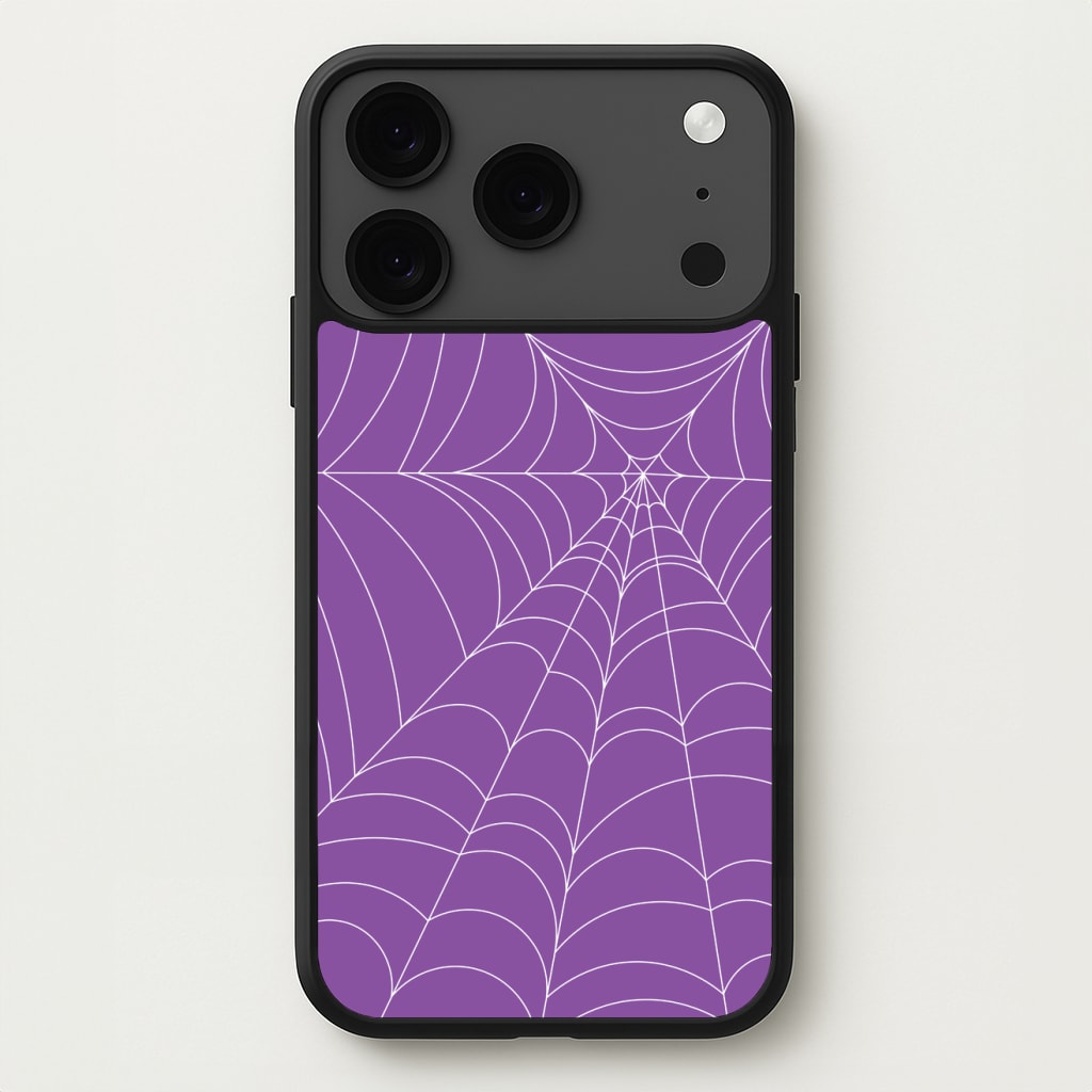 Purple Cobweb Pattern Phone Case for iPhone 17 Pro