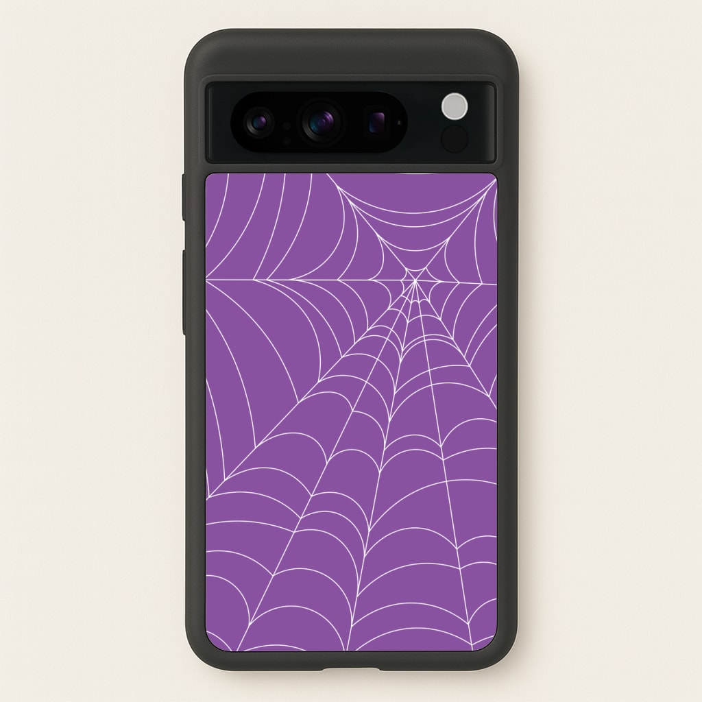 Purple Cobweb Pattern - Halloween Phone Case for Google Pixel 8 Pro