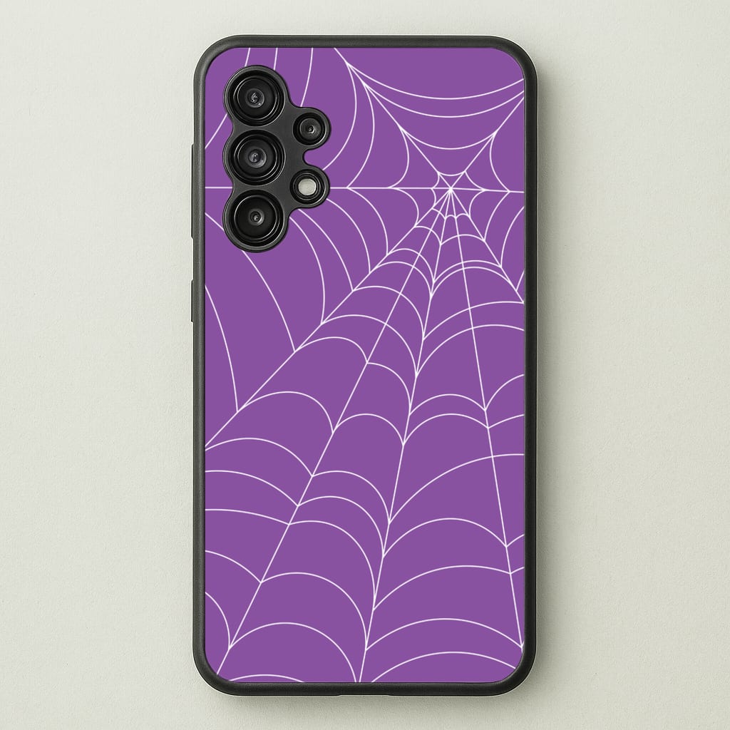 Purple Cobweb Pattern - Halloween Phone Case for Galaxy A13