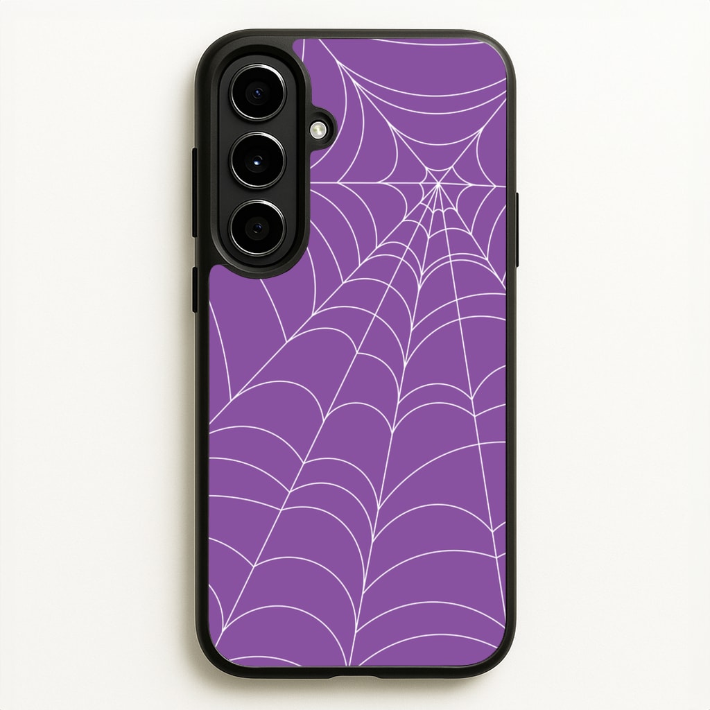 Purple Cobweb Pattern - Halloween Phone Case for Galaxy A56