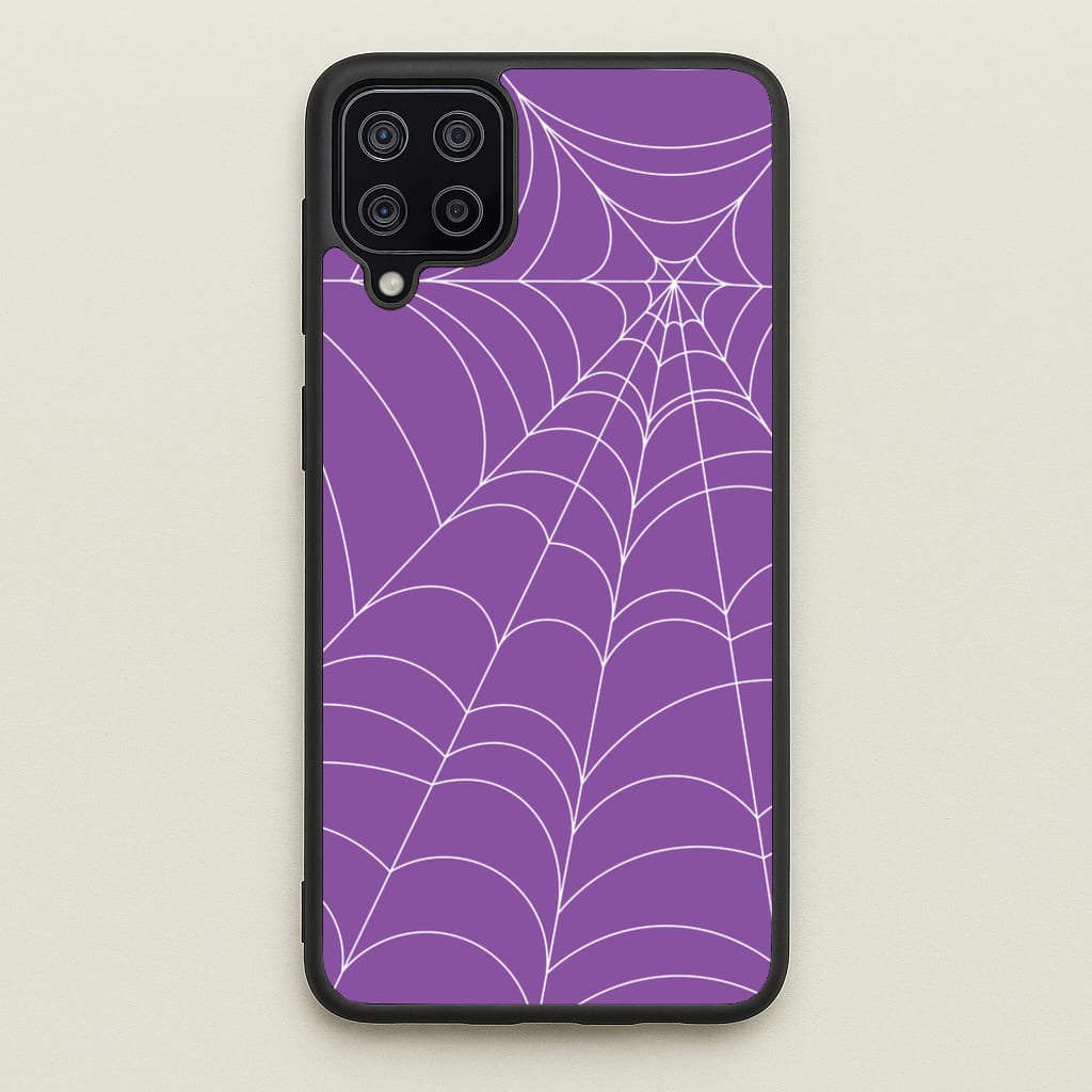 Purple Cobweb Pattern - Halloween Phone Case for Galaxy A12