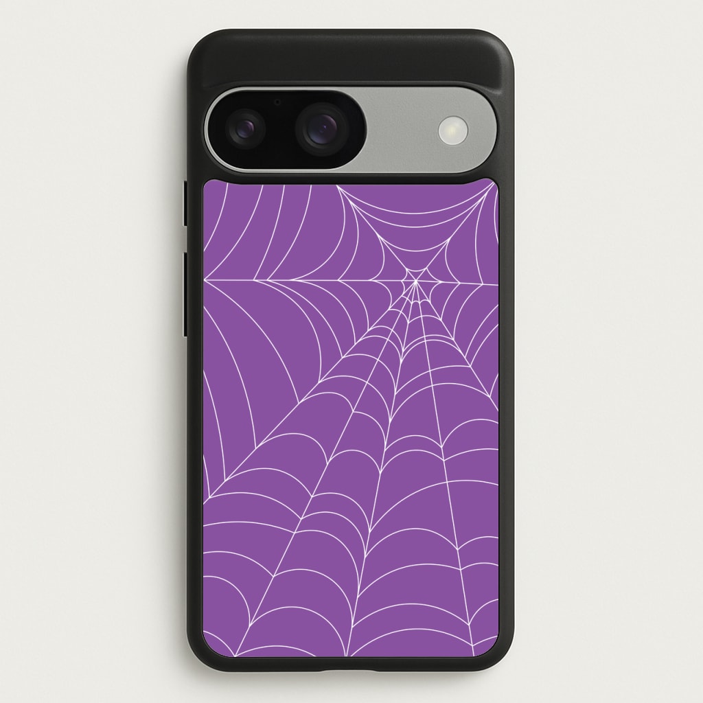 Purple Cobweb Pattern - Halloween Phone Case for Google Pixel 9 / 9 Pro