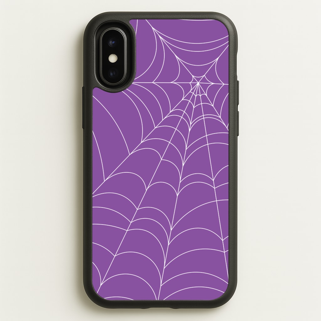 Purple Cobweb Pattern - Halloween Phone Case for iPhone X / XS