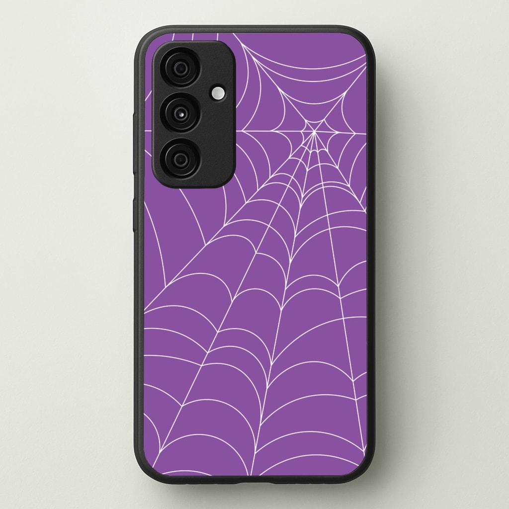 Purple Cobweb Pattern - Halloween Phone Case for Galaxy A15