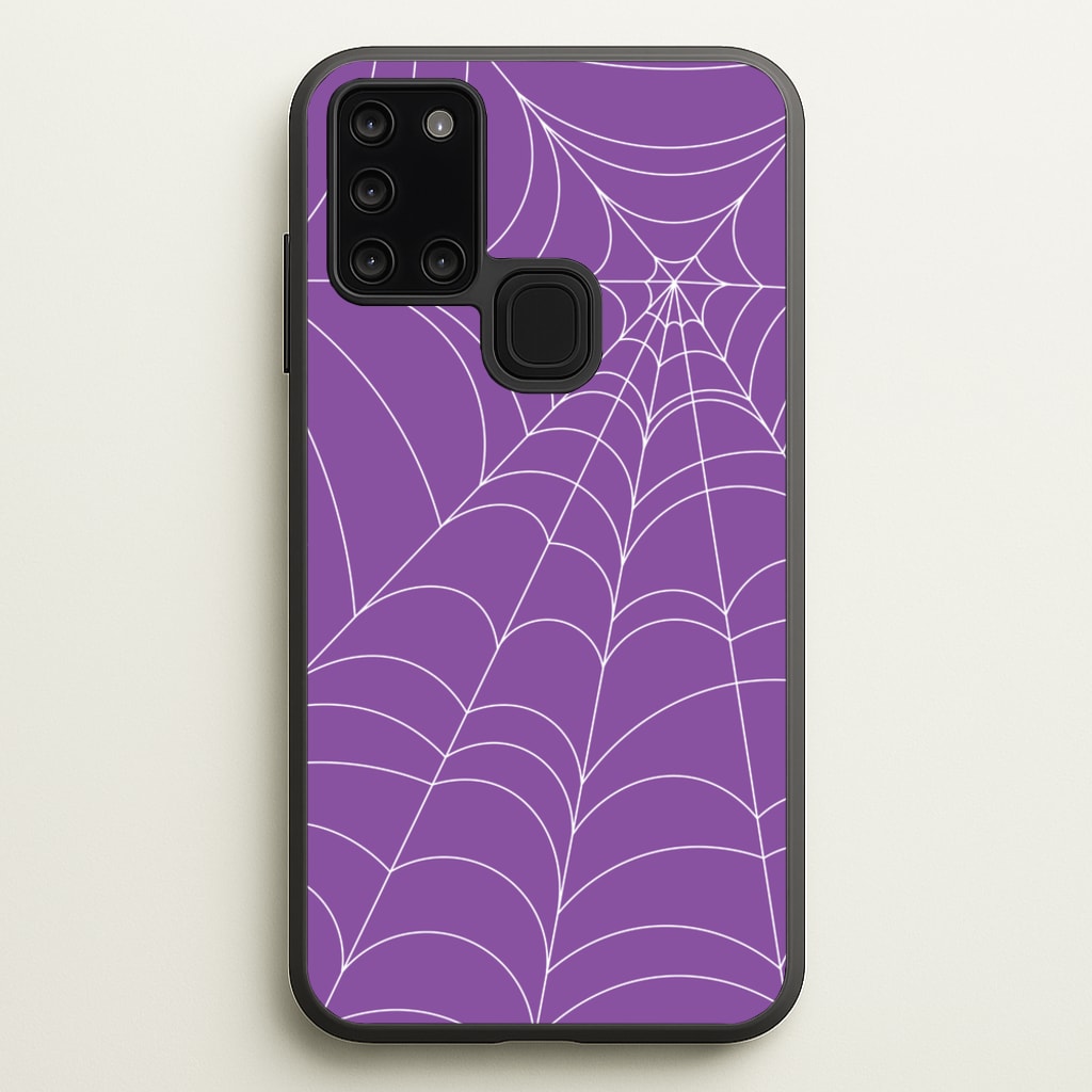 Purple Cobweb Pattern - Halloween Phone Case for Galaxy A21s