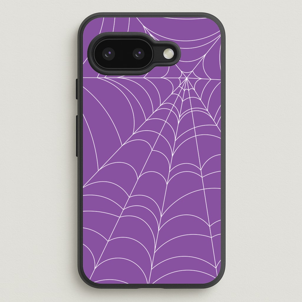 Purple Cobweb Pattern - Halloween Phone Case for Google Pixel 9a
