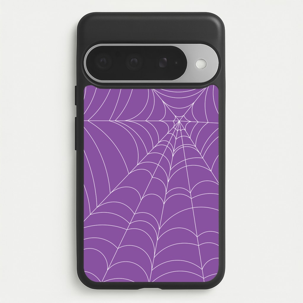 Purple Cobweb Pattern Phone Case for Google Pixel 10 Pro XL