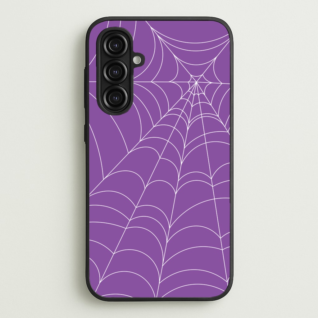 Purple Cobweb Pattern - Halloween Phone Case for Galaxy A16