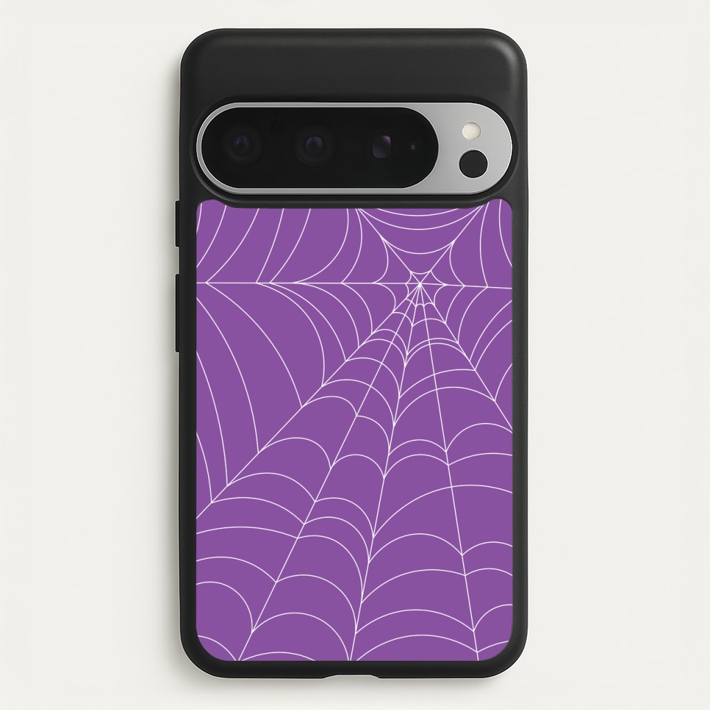 Purple Cobweb Pattern - Halloween Phone Case for Google Pixel 9 Pro XL