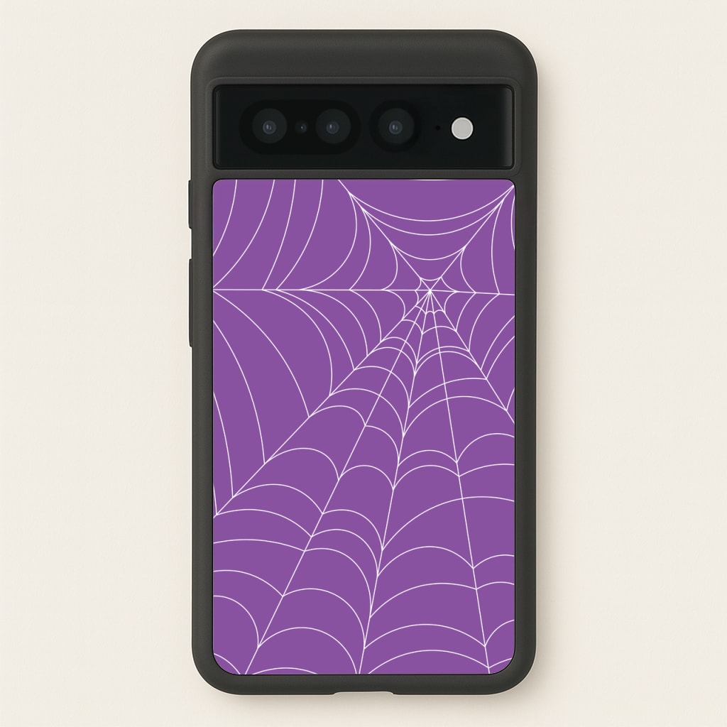 Purple Cobweb Pattern - Halloween Phone Case for Google Pixel 7 Pro