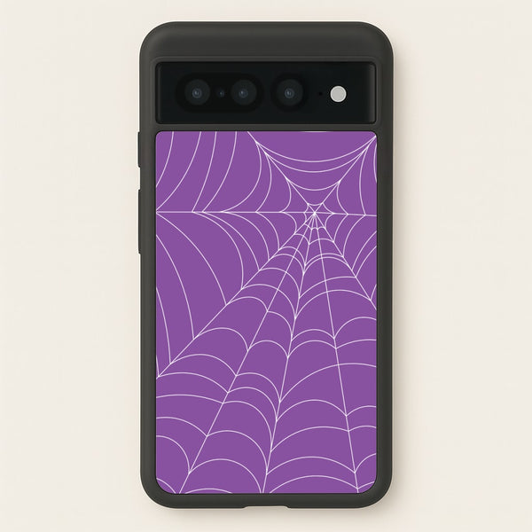 Purple Cobweb Pattern - Halloween Phone Case for Google Pixel 7 Pro