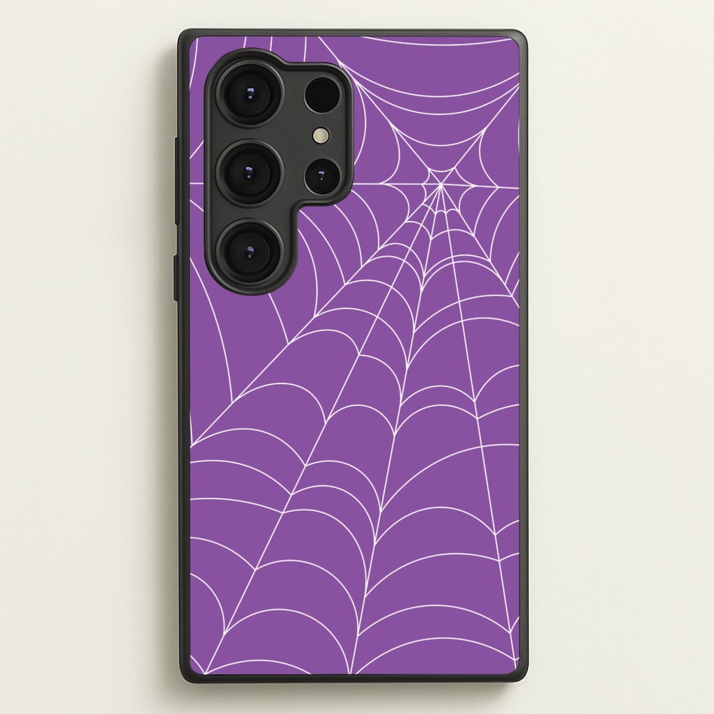 Purple Cobweb Pattern - Halloween Phone Case for Galaxy S25 Ultra