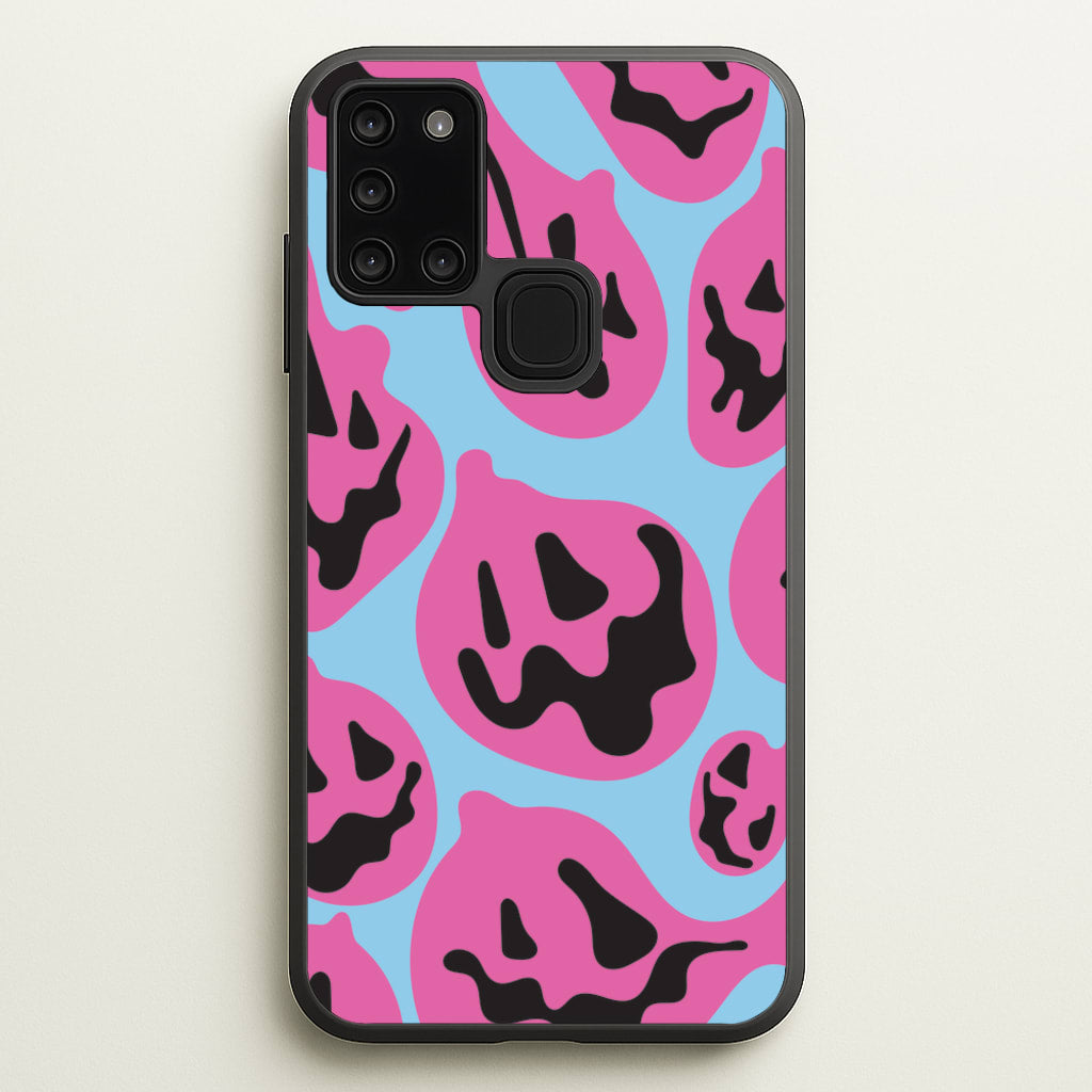 Pumpkin Blue Pattern - Halloween Phone Case for Galaxy A21s