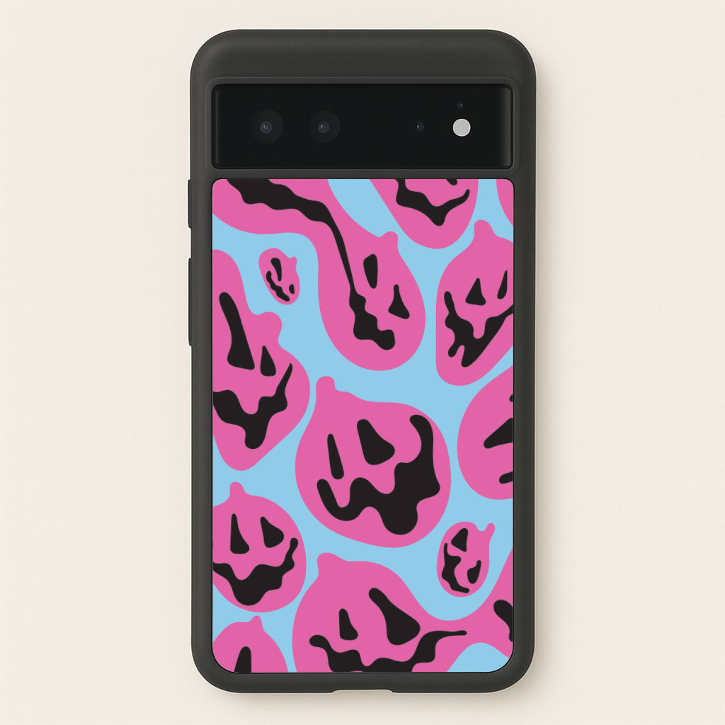 Pumpkin Blue Pattern - Halloween Phone Case for Google Pixel 6