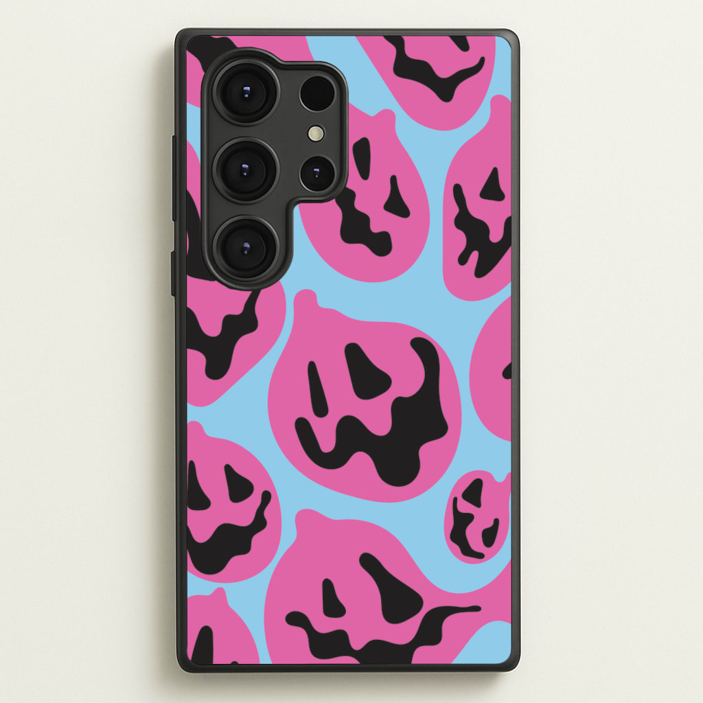 Pumpkin Blue Pattern - Halloween Phone Case for Galaxy S25 Ultra