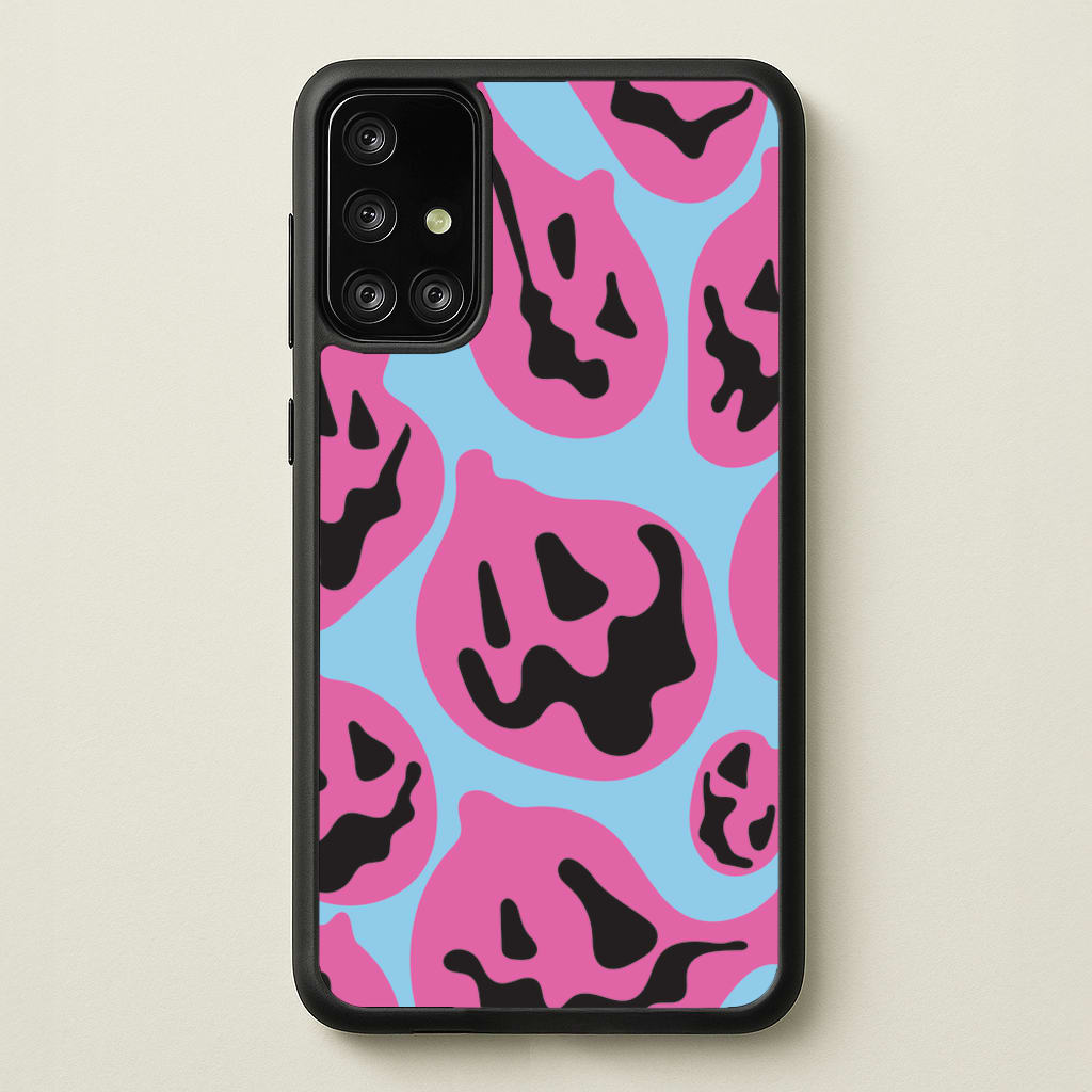 Pumpkin Blue Pattern - Halloween Phone Case for Galaxy A71