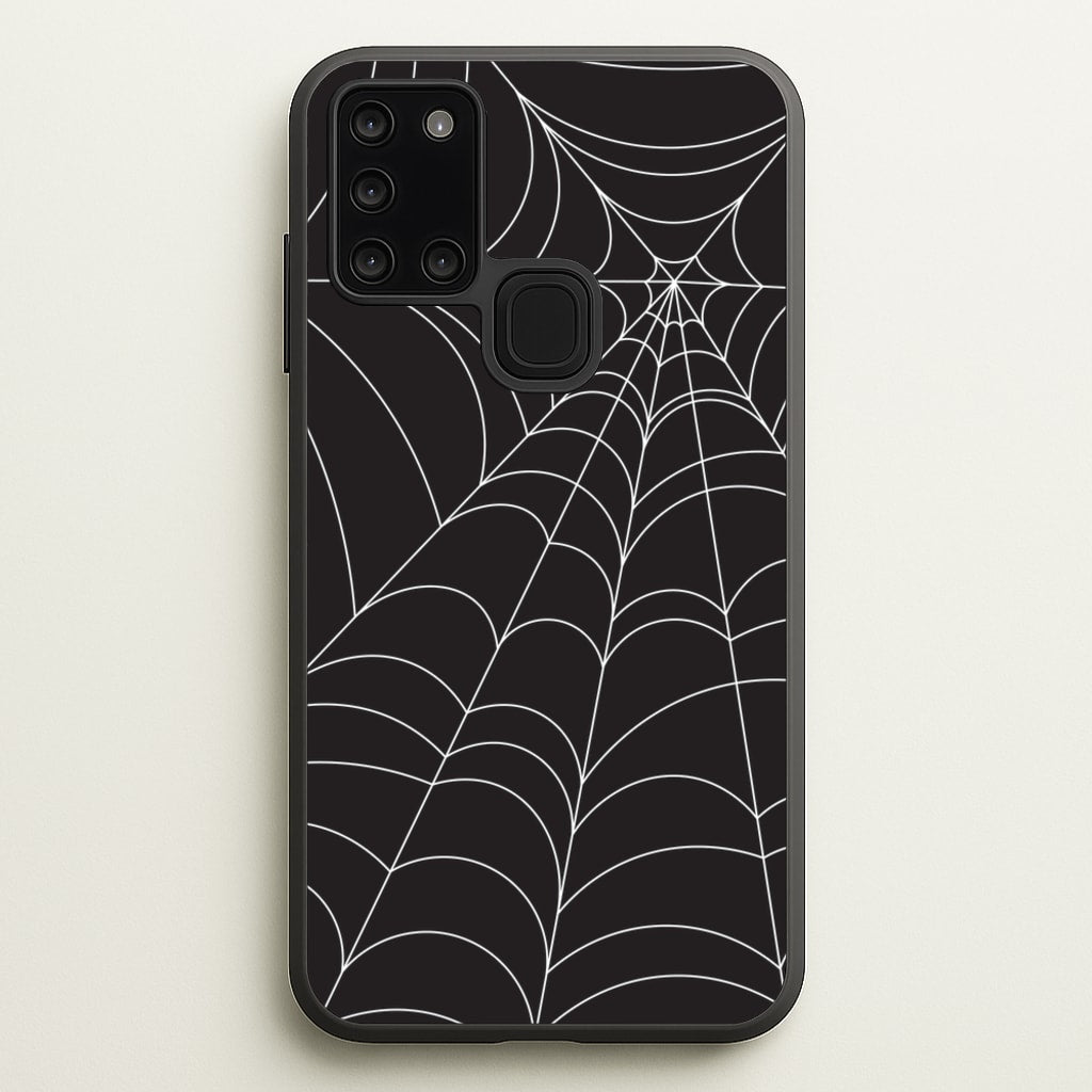 Black Cobwebs Pattern - Halloween Phone Case for Galaxy A21s