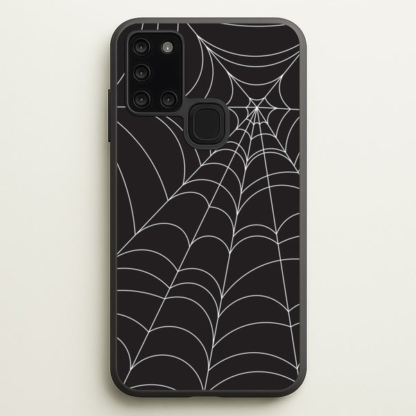 Black Cobwebs Pattern - Halloween Phone Case for Galaxy A21s