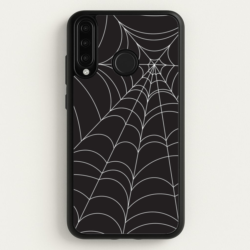 Black Cobwebs Pattern - Halloween Phone Case for Huawei P30 Lite