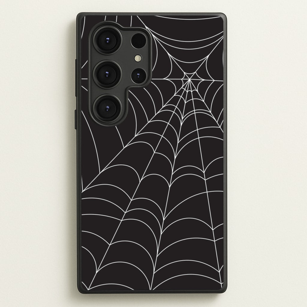 Black Cobwebs Pattern - Halloween Phone Case for Galaxy S25 Ultra