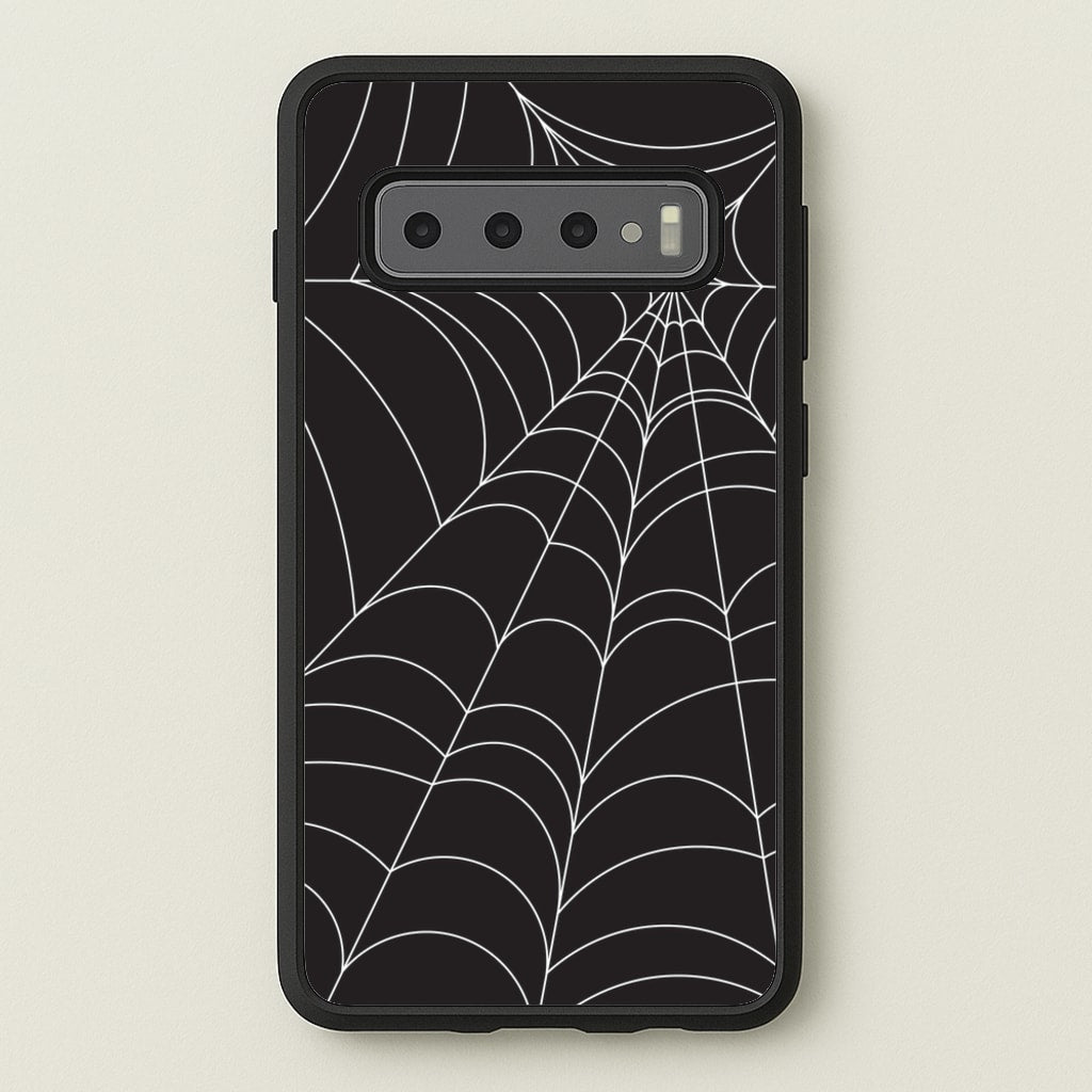 Black Cobwebs Pattern - Halloween Phone Case for Galaxy S10 Plus