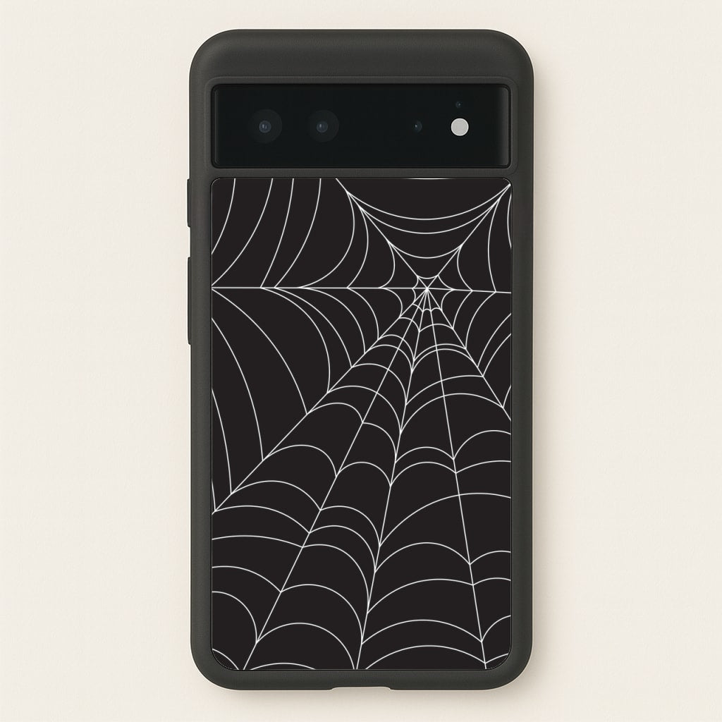 Black Cobwebs Pattern - Halloween Phone Case for Google Pixel 6