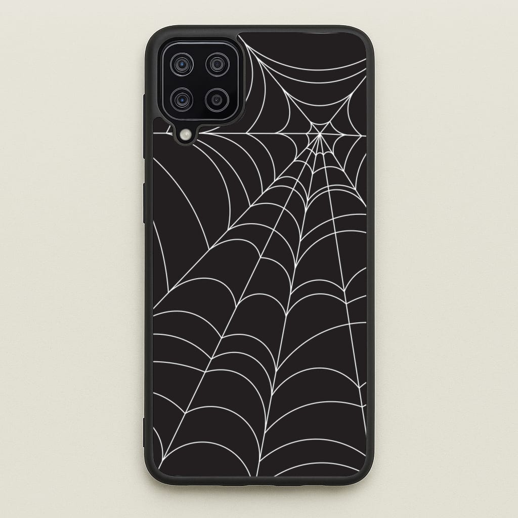 Black Cobwebs Pattern - Halloween Phone Case for Galaxy A12