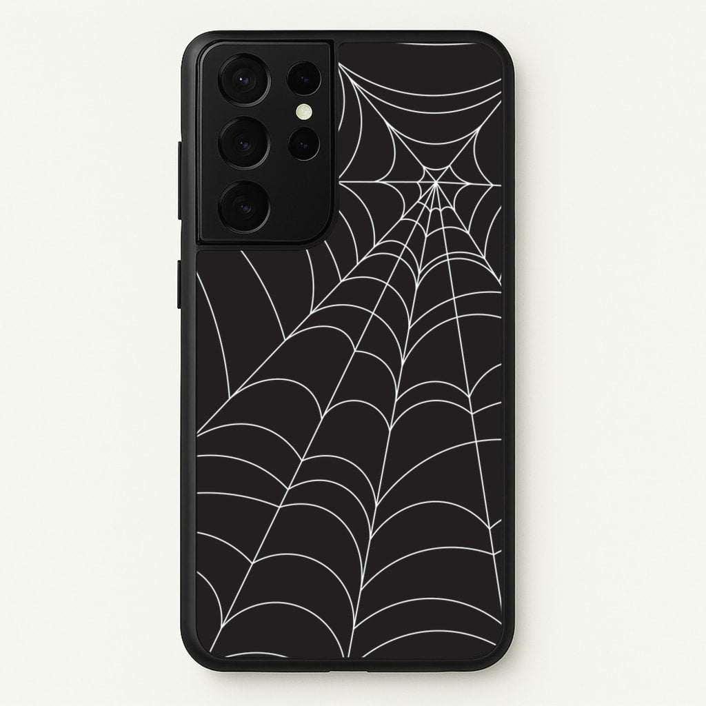 Black Cobwebs Pattern - Halloween Phone Case for Galaxy S21 Ultra