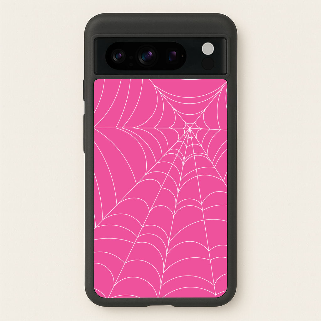 Pink Cobwebs Pattern - Halloween Phone Case for Google Pixel 8 Pro